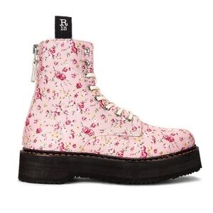 R13 Pink Floral Stacked Platform Boots Size 37